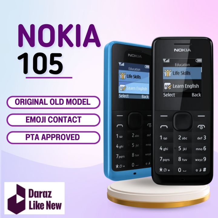 Nokia 105 PTA Approved - Single Sim Budget Keypad Phone - 4 Days Battery time