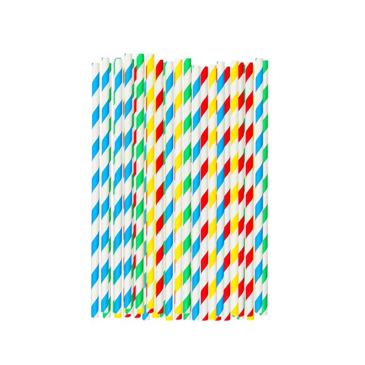 50/100 Pcs Disposable Paper Colorful Striped Straw Biodegradable Decorative Drinking Straws Eco-Friendly Birthday Party Supplies
