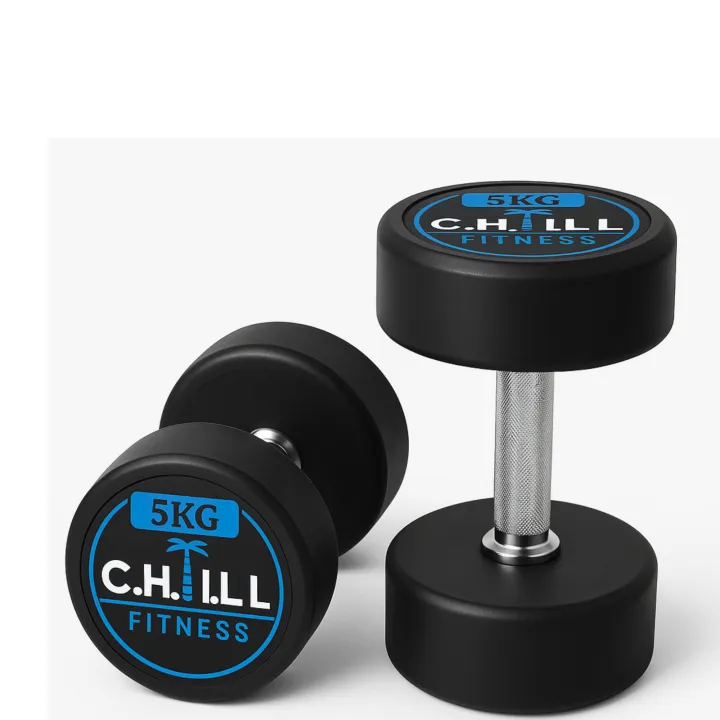 CHILL FITNESS Rubber Coated Dumbbells with Metal Handles| Dumbbell| Anti Slip Metal Handles| Fitness Home Gym Exercise Dumbbels 1kg, 2kg, 3kg, 4kg, 5kg, 6kg, 7kg, 8kg,10kg Single piece Buy pair add to cart 2