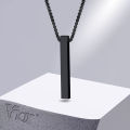 Vnox 5mm Pillar Necklace for Men Women, Stainless Steel 3D Bar Pendant, Minimalist Simple Casual Unisex Neck Collar.