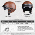 Motorcycle Helmet Leather Retro Casco Moto Summer Capacete De Moto Half Face Dot Certification Motorbike Half Helmets Vintage. 