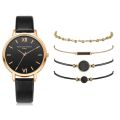 5pcs Set Top Style Fashion Women's Luxury Leather Band Analog Quartz WristWatch Ladies Watch Women Dress Reloj Mujer Black Clock. 