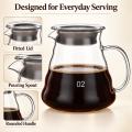 Leeseph Coffee Carafe, 350/600ml Coffee Clear Glass Kettle Sharing Pot with Lids, Pour Over Coffee Espresso Maker Accessories. 