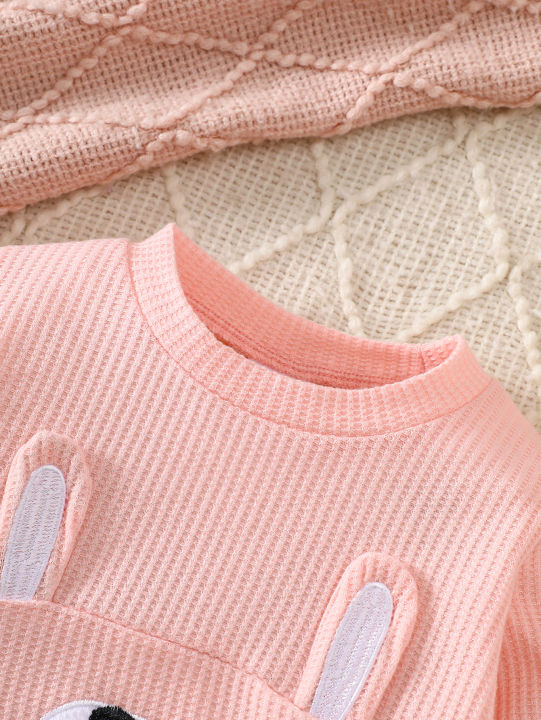 Cute%20Rabbit%20Embroidery%20for%20Infants%20and%20Toddlers,%20Waffle%20Sweatshirt,%20Striped%20Jogger%20Pants,%20Two-Piece%20Set,%20Knee%20Pads,%20Elastic%20Waist,%20Soft%20and%20Warm%20-%20Image%203