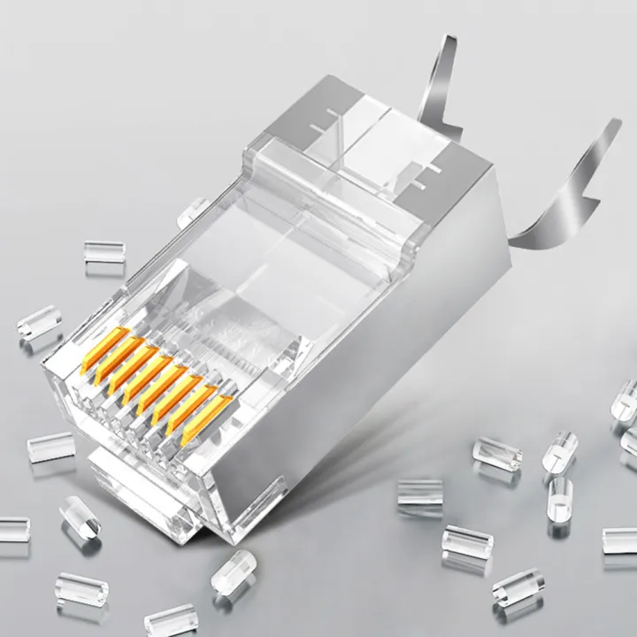 5/10Pcs%20RJ45%20Pass%20Through%20Connectors,%20Cat8/Cat7/Cat6A%20Shielded%20Modular%20Plug,%2050UM%20Gold%20Plated%208P8C%20Ethernet%20Connector%20-%20Image%203