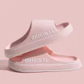 Feslishoet Women Letter Slippers Beach Slides Solid Color Mens Thick Sole Indoor Bathroom Anti Slip Shoes Summer Couple Sandals. 