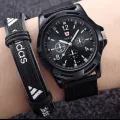 Fabric Canvas Strap Casual Cool Round Dial Wrist Watch.