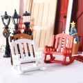 Dollhouse 1:12 European style retro wooden rocking chair mini Christmas decoration set accessories. 