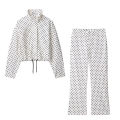 Fashion Polka Dot Shorts Sets For Women 2026 Spring Drawstring Bomber Jacket High Waist Shorts 2 Pieces Set Woman Outfits.