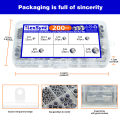 200pcs DIN985 Hex Nylon Insert Self Lock Nut Nylock Locknut Assortment Kit Set M2 M2.5 M3 M4 M5 M6 M8 304 A2-70 Stainless Steel. 