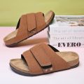 Cork Slippers Men Summer Beach Slides Suede Leather Womens Flat Sandals Fashionable Outdoor Male Mules Non Slip Babouche Femm. 