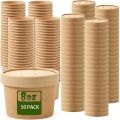 25/50 Pack 235ml/8oz Paper Soup Containers with Lids Disposable Food Containers Kraft Ice Cream Bowls Soup Cup Ice Cream Cups.