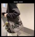 Reinforced wear-resistant letter canvas bag large capacity men's and women's bag solid color single shoulder crossbody canvas bag. 