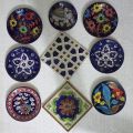 wall hanging plates blue pottery. 