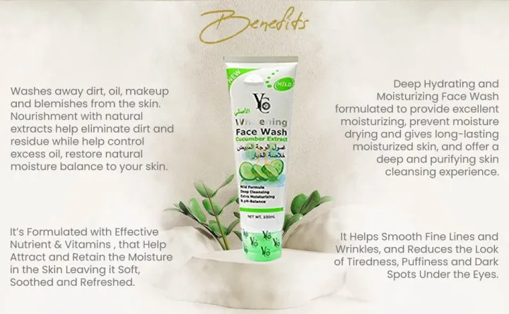 YC%20Cucumber%20Extract%20Whitening%20Face%20Wash%20(100ml)%20-%20Image%202