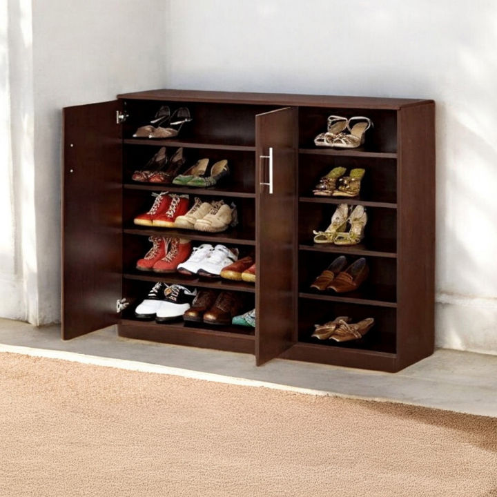 Andormahal Stylish Shoe Rack With Two Door & Multiple Shelves made of Melamine laminated board