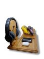 Wooden Headphone and Controller Stand, Personalized Gift, Headset Stand, Headphone and Gaming Controller Holder, Gift for Gamers. 