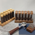 Coffee Beans Storage Tube Single Dose Glass 17g 22g Walnut Based Container With Funnel Espresso Accessories Goods Barista Tools.