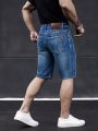 Wthinlee New Business Men's Jeans Casual Straight Stretch Fashion Classic Blue Black Men's Summer Denim Shorts Knee-Length.
