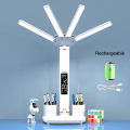 Rechargeable Table Lamp for Study, Desk Lamp Reading Light Led Table Light with Fan, Led Clock Dispaly Reading Lamp. 