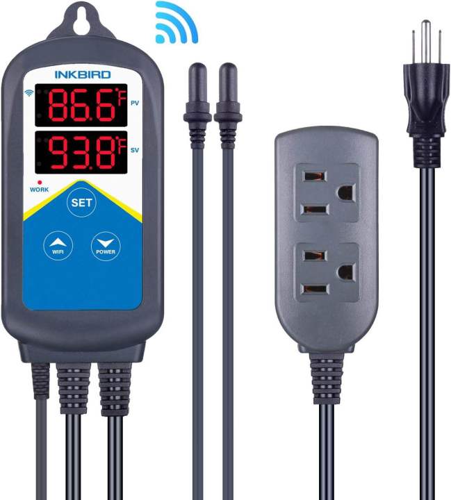 Inkbird ITC-306A WiFi Temperature Controller, Wi-Fi Aquarium Thermostat Heater Controller 120V~1200W Temperature Control with Two Probes only for Heater Aquarium