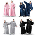 180cm Super Long Flannel Blanket Pyjamas with Sleeves Winter Hoodies Sweatshirt Women Men Pullover Fleece Giant Oversized Outdoo.