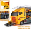 10 In 1 Construction Toys Truck Storage Die-cast Vehicle Transporter Car Set Excavator Dump Truck Digger Backhoe for Kids . 
