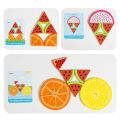 Montessori Wooden Toys 3D Jigsaw Puzzle Tangram Math Toys Baby Hand Grasp Board Shape Match Puzzle Educational Fruit vegetable. 