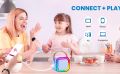 K12 Kids Karaoke Microphone double speaker Machine Bluetooth-Compatible Wireless Karaoke Mic Speaker with RGB Light for Kids Toddler,Gifts for Girls and Boys Birthday (Blue & Pink). 