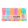 Creative small waist 6 color macaron super soft head soft eye protection fluorescent pen student focus graffiti hand account pen 6 pes set.