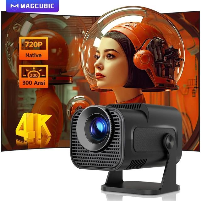 PROJECTOR HY320 Mini Newly Native 720P Android 11 4K Projector 300ANSI Wifi6 BT5.0 Cinema Outdoor Portable 180° Rotable Projector