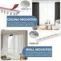Ultra Thin Self-adhesive Curtain Track Set No Drilling Silent Sliding Rail Ceiling Or Wall Installation For Bathroom Cabinets Ro. 