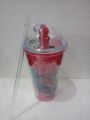 double layers Spider-Man sticker printed water bottle with straw. 