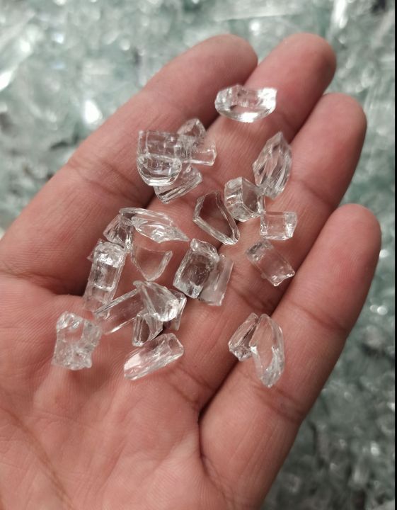 transparent fireglass for resin art  |500 gm crushed glass for  geode resin art work | medium size crystal clear glass chunks for epoxy resin