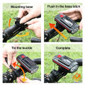 Solar Bicycle Light with Horn 120dB TYPE-C Rechargeable MTB Road Bike Front Lamp Flashlight Bicycle Light 1200 mah. 