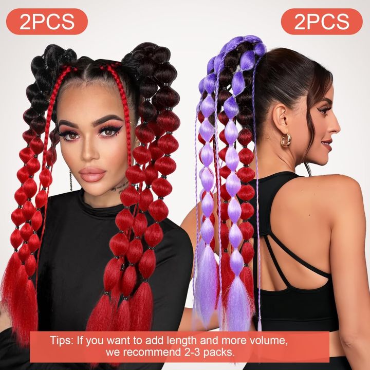 2%20PCS%20Synthetic%20Bubble%20Ponytail%20%2020"%20Lightweight%20Colored%20Hair%20%20with%20Hair%20Tie%20for%20Women%20Girl%20Daily%20Party%20Use%20-%20Image%202