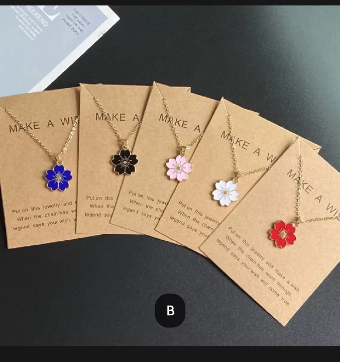 5%20Pcs%20New%20Trendy%20Korean%20Sakura%20Flower%20Design%20Pendant%20Necklace%20,%20Colorful%205%20Pcs%20,%20Pink%20,%20Blue%20,%20Red%20,%20Black%20,%20White%20Color%20Flower%20Pendant%20Gift%20For%20Girls%20/%20women's%20and%20Besties%20%20Trendy%20Lockets%20High%20Quality%20%20charms%20%20NON%20FADED%20%20Charm%20and%20Chain%20Quality%20-%20Image%202