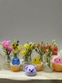 Mini flowers with clear glass vest gift car decorations mini present. 