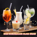 Reusable glass straws juice smoothie tea beverage glass straw set. 