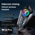 Y12 Pro Motorcycle Helmet Intercom Bluetooth 5.4 Headset Waterproof 500m Intercomunicador Speaker Wireless Handsfree Interphone.
