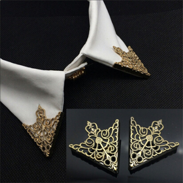 Fashion Golden Brooch Pin For Women Elegant Collar Clip Shirt Accessories Ladies Blouse Decor