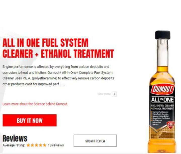 ALL IN ONE FUEL SYSTEM CLEANER + ETHANOL TREATMENT | GUMOUT | MADE IN USA | 296 ml