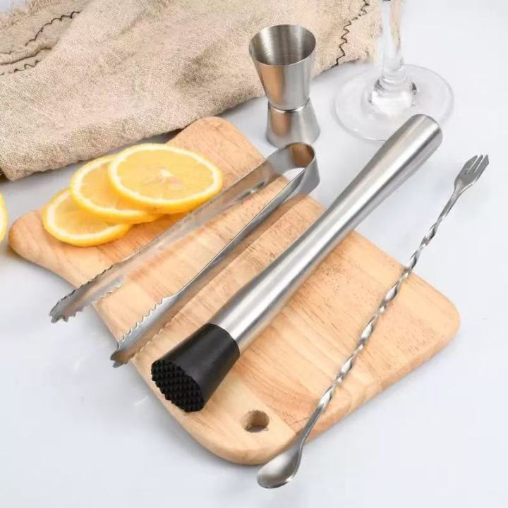 8 Inch Cocktail Muddler and Mixing Spoon, Stainless Steel Cocktail Muddler Home Bar Bartender Tool Barware Set