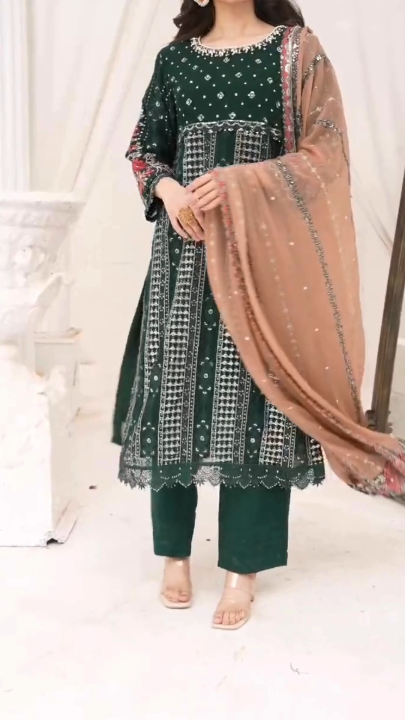 🌸 Noor e Jahan Luxury Embroidered Chiffon Suit for Women | 3-Piece ...
