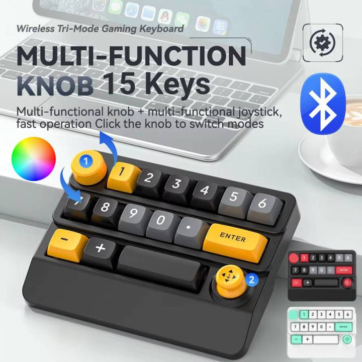 Rocker Keypad Wireless BT 15 Key Programmable Mechanical Keyboard Hot Swap Game ...