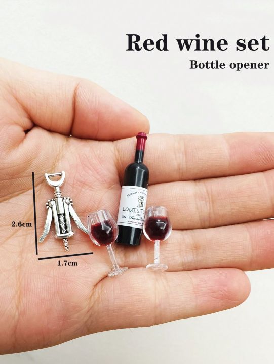 Dollhouse Mini Wine Champagne Set 1:6 1:12 Scale Miniature Toy Ornament Doll House Decoration Accessories Ideal for Holiday