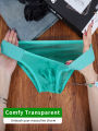 Men's Nylon Ice Silk Mesh Sheer Briefs U Convex Pouch Wide Elastic Waistband Summer Underwear.