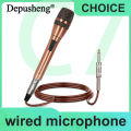 Universal Wired Uni-Directional Handheld Dynamic Microphone Noise Isolation Gold For Outdoor Karaoke Meeting Singing. 