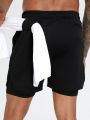 2-in-1 Men's Performance Running Shorts - Moisture-Wicking, Compression Support With Secure Zipper Pocket For Gym & Training.