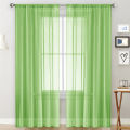 2PCS solid color semi blackout Terylene through pole window screen curtains for living room and bedroom use. 